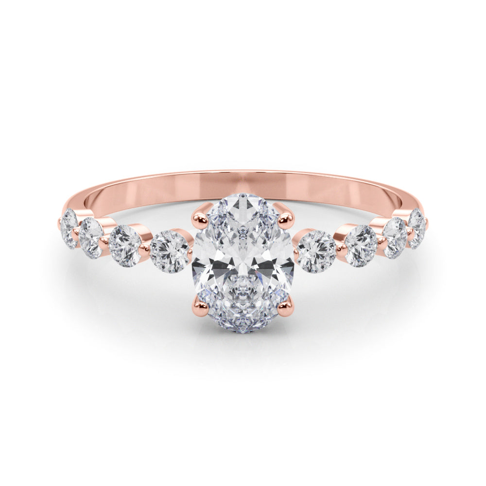 Oval Single Row Shared Prong Diamond Engagement Ring · 0.57 ct tw