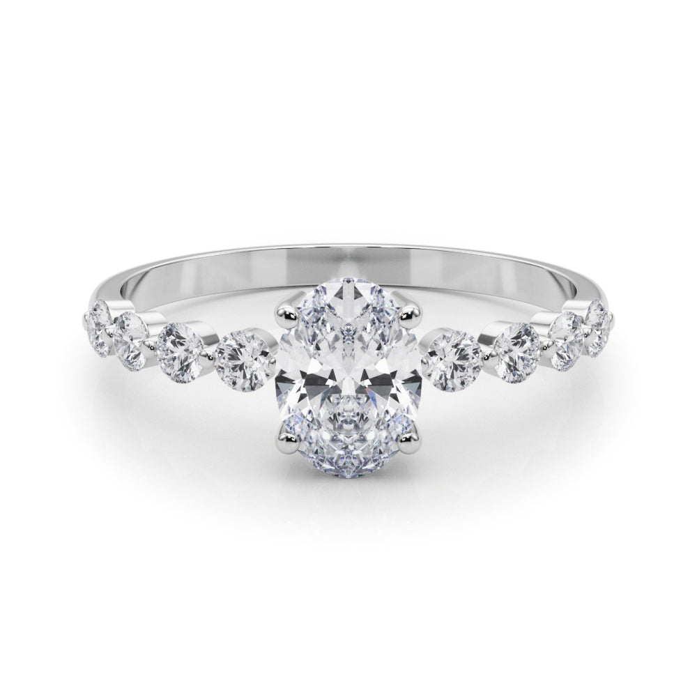 Oval Single Row Shared Prong Diamond Engagement Ring · 0.57 ct tw
