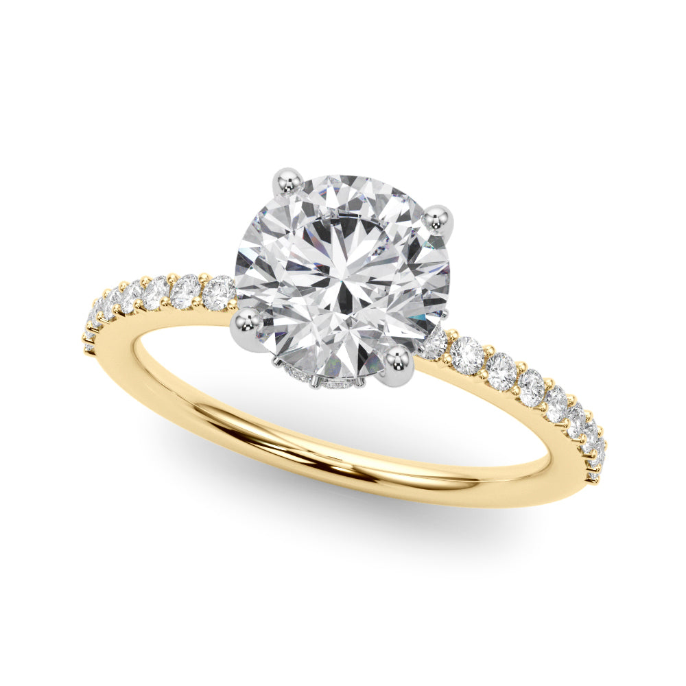 Round Hidden Halo Single Row Diamond Engagement Ring · 2.06 ct tw