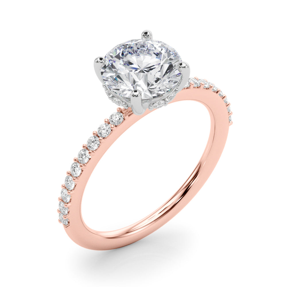 Round Hidden Halo Single Row Diamond Engagement Ring · 2.06 ct tw
