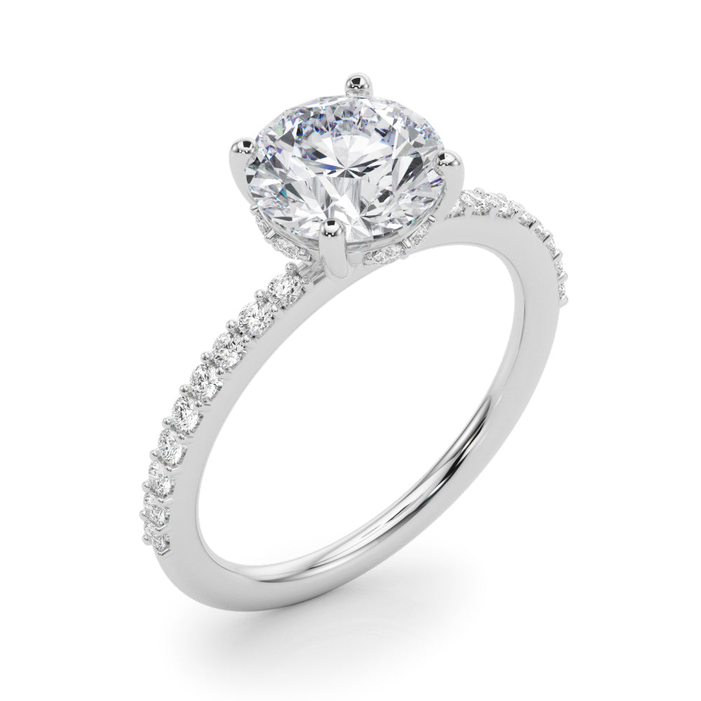 Round Hidden Halo Single Row Diamond Engagement Ring · 2.06 ct tw