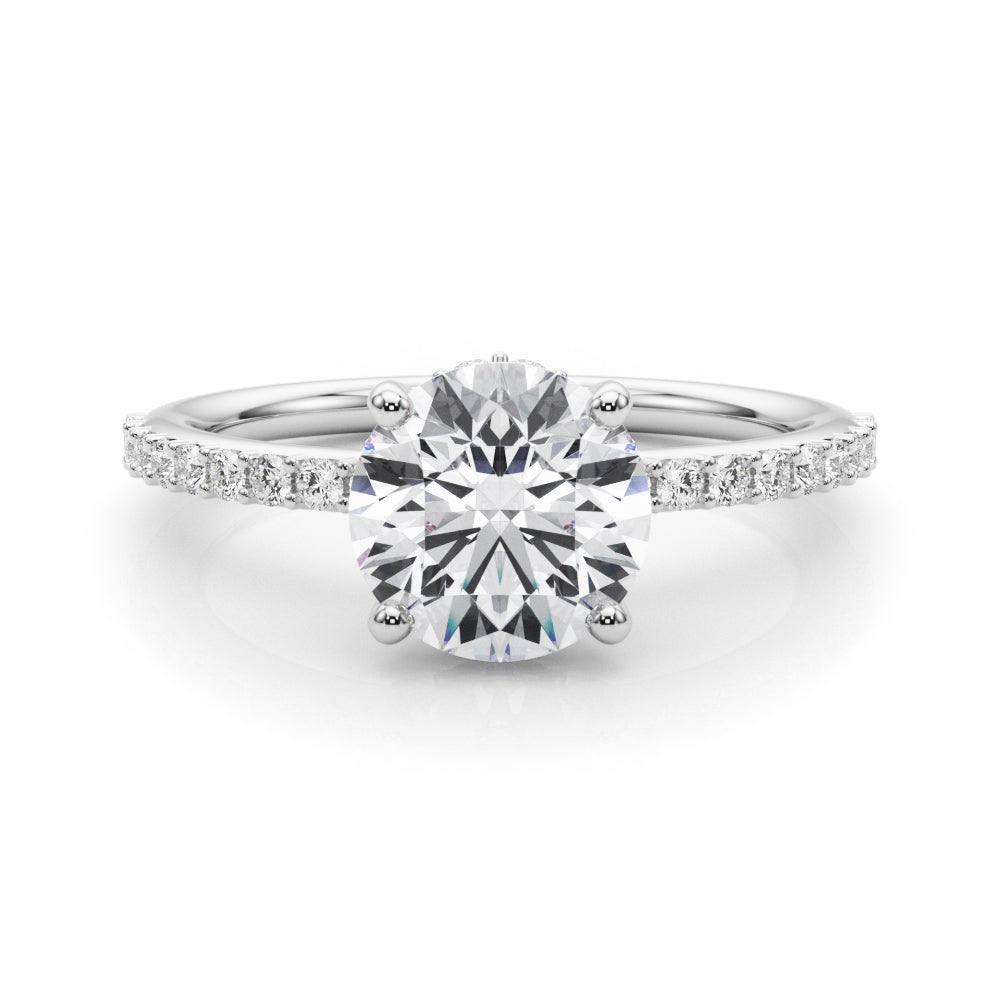 Round Hidden Halo Single Row Diamond Engagement Ring · 2.06 ct tw