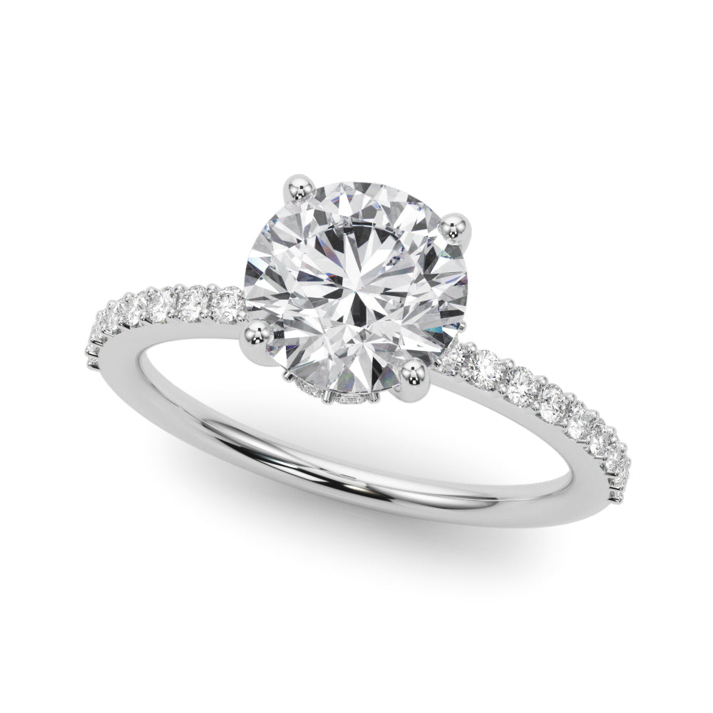 Round Hidden Halo Single Row Diamond Engagement Ring · 2.06 ct tw