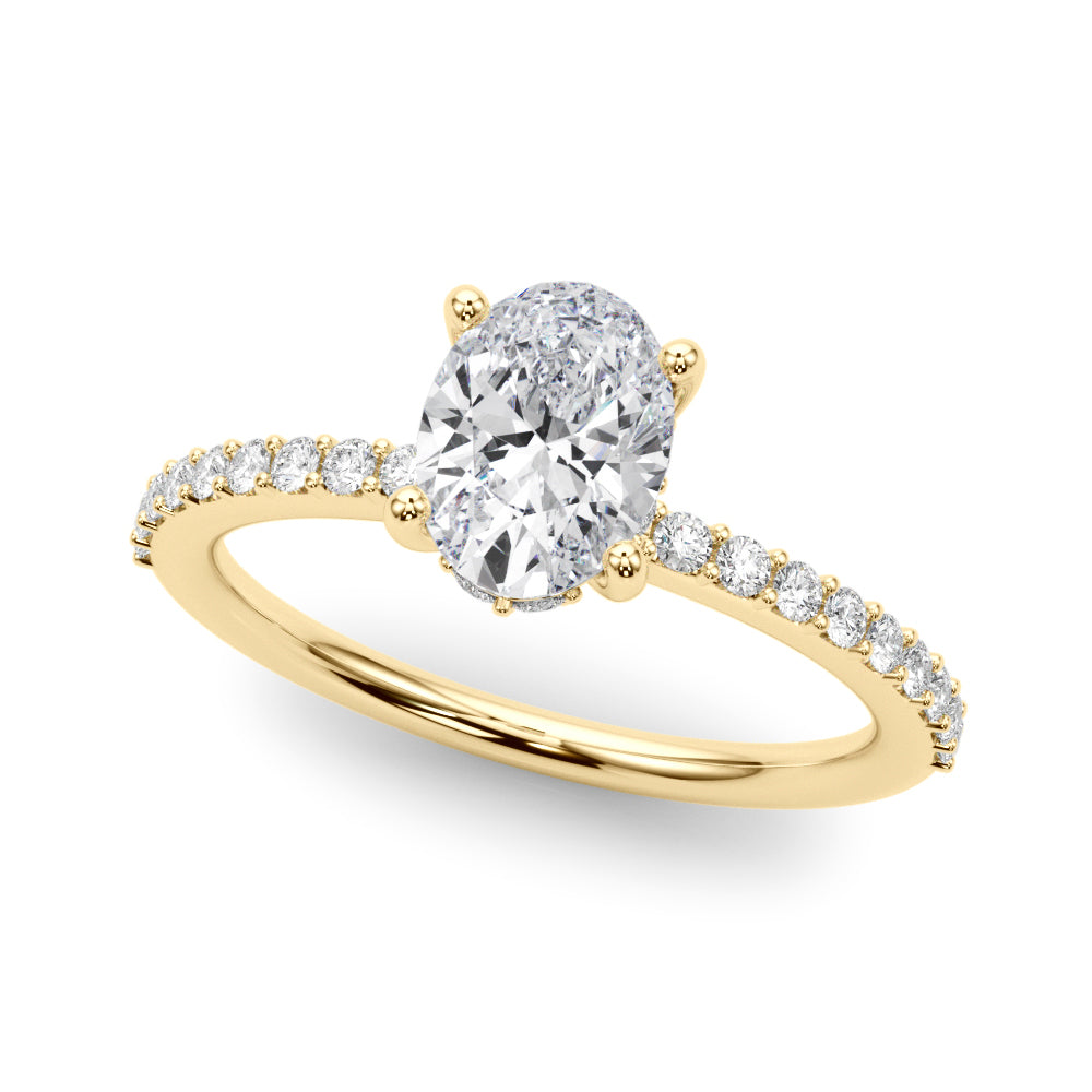 Oval Hidden Halo Single Row Diamond Engagement Ring · 0.34 ct tw