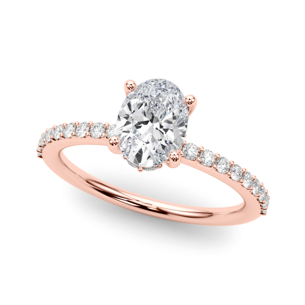 Oval Hidden Halo Single Row Diamond Engagement Ring · 0.34 ct tw