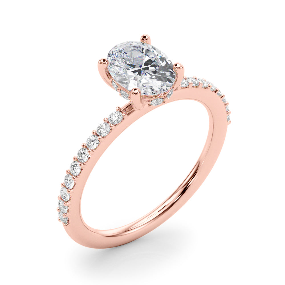 Oval Hidden Halo Single Row Diamond Engagement Ring · 0.65 ct tw
