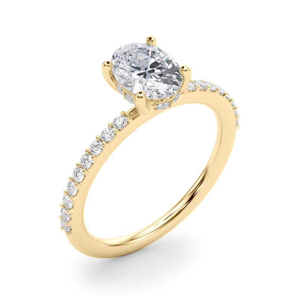 Oval Hidden Halo Single Row Diamond Engagement Ring · 0.33 ct tw