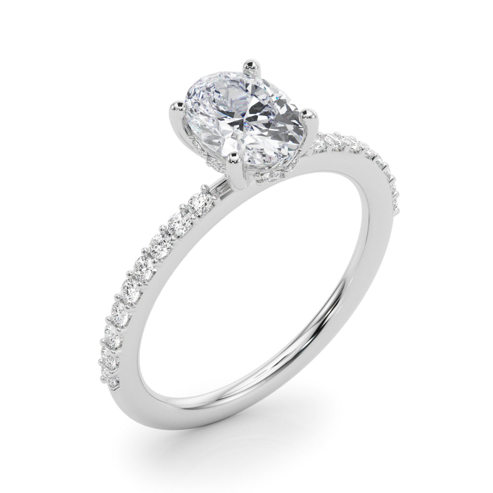 Oval Hidden Halo Single Row Diamond Engagement Ring · 0.34 ct tw