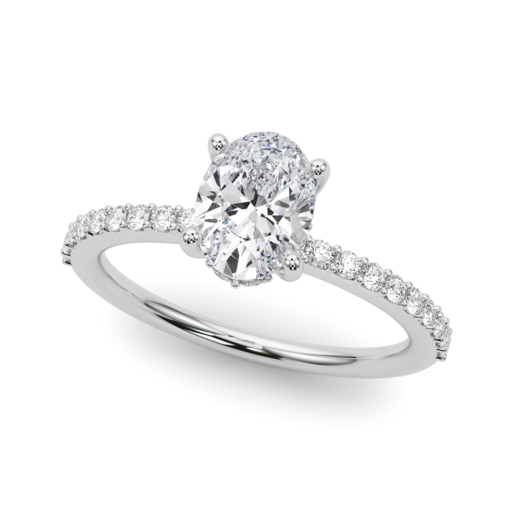 Oval Hidden Halo Single Row Diamond Engagement Ring · 0.34 ct tw