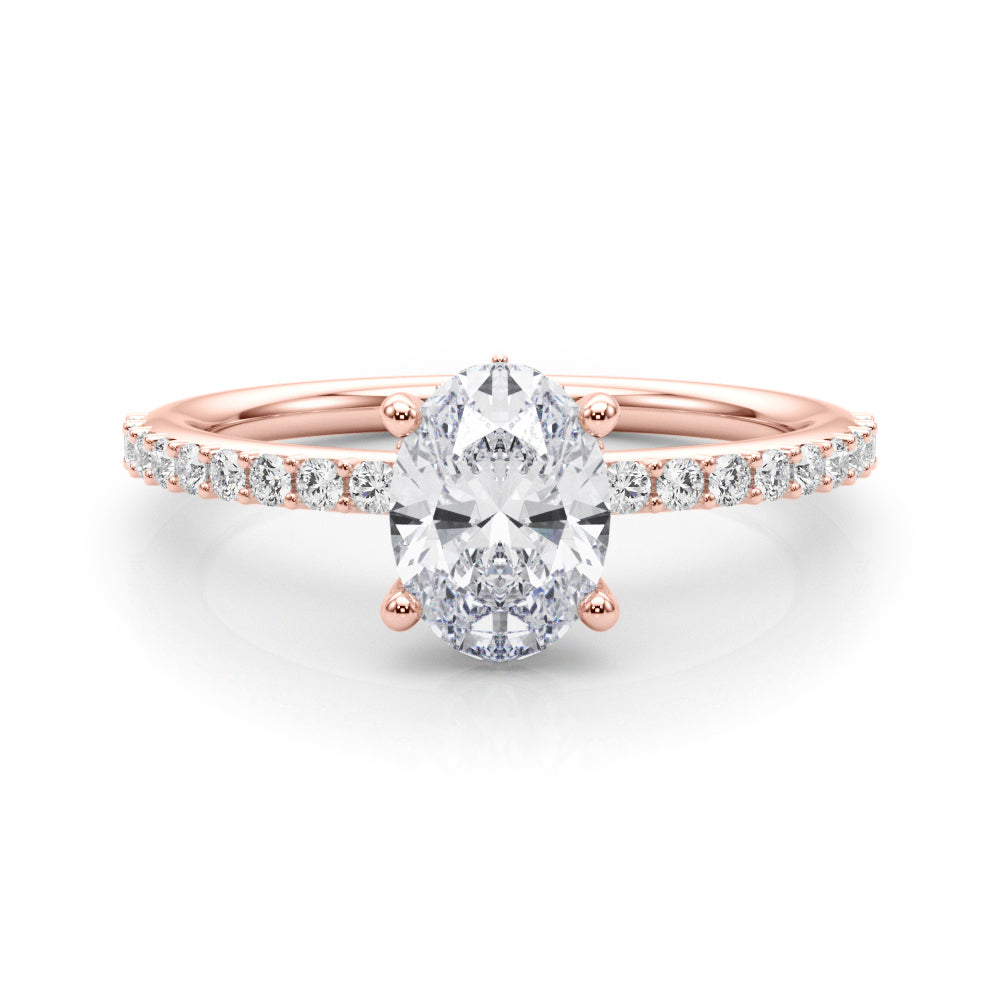 Oval Hidden Halo Single Row Diamond Engagement Ring · 0.34 ct tw