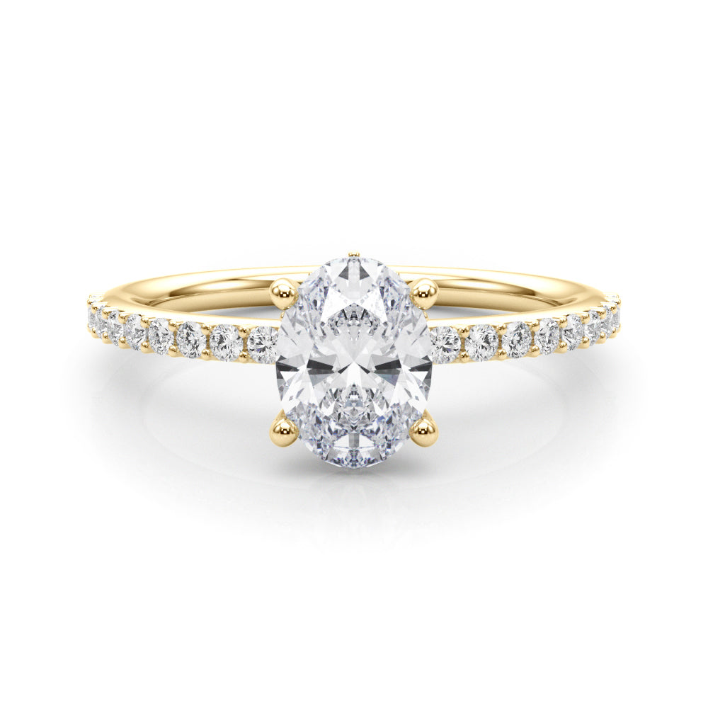 Oval Hidden Halo Single Row Diamond Engagement Ring · 0.33 ct tw