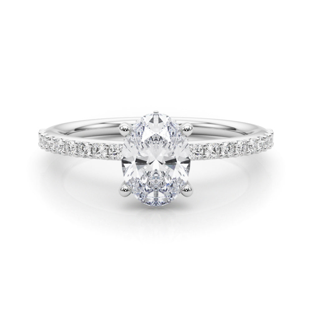 Oval Hidden Halo Single Row Diamond Engagement Ring · 1.24 ct tw