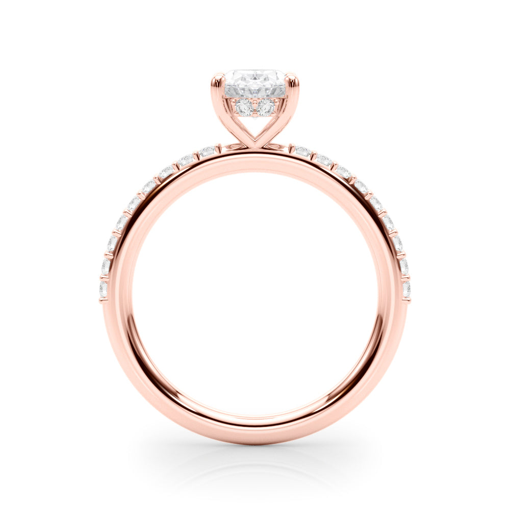 Oval Hidden Halo Single Row Diamond Engagement Ring · 0.34 ct tw