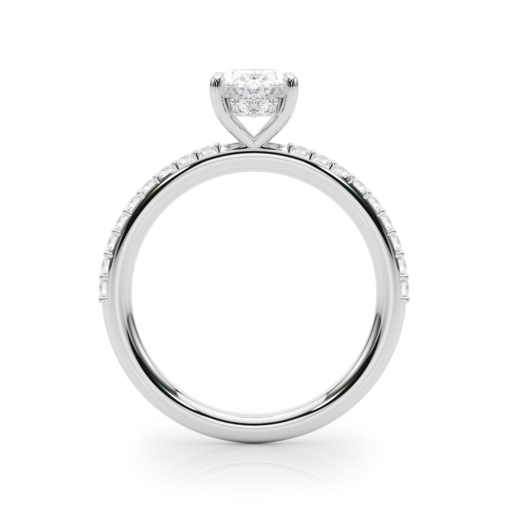 Oval Hidden Halo Single Row Diamond Engagement Ring · 0.34 ct tw