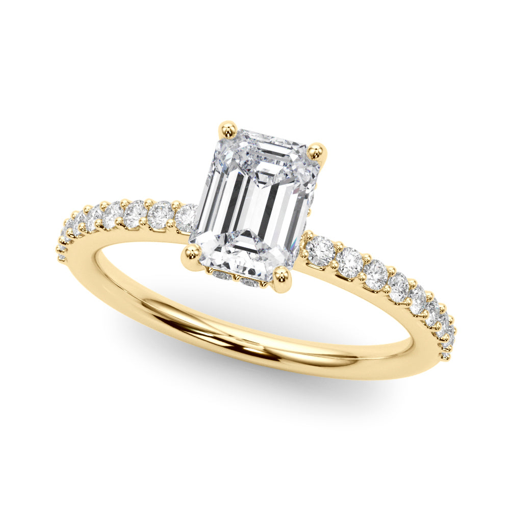 Emerald Hidden Halo Cut Single Diamond Engagement Ring · 2.37 ct tw