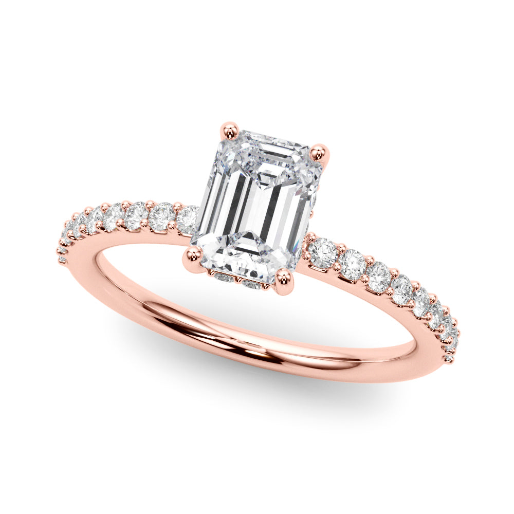 Emerald Hidden Halo Cut Single Diamond Engagement Ring · 1.82 ct tw