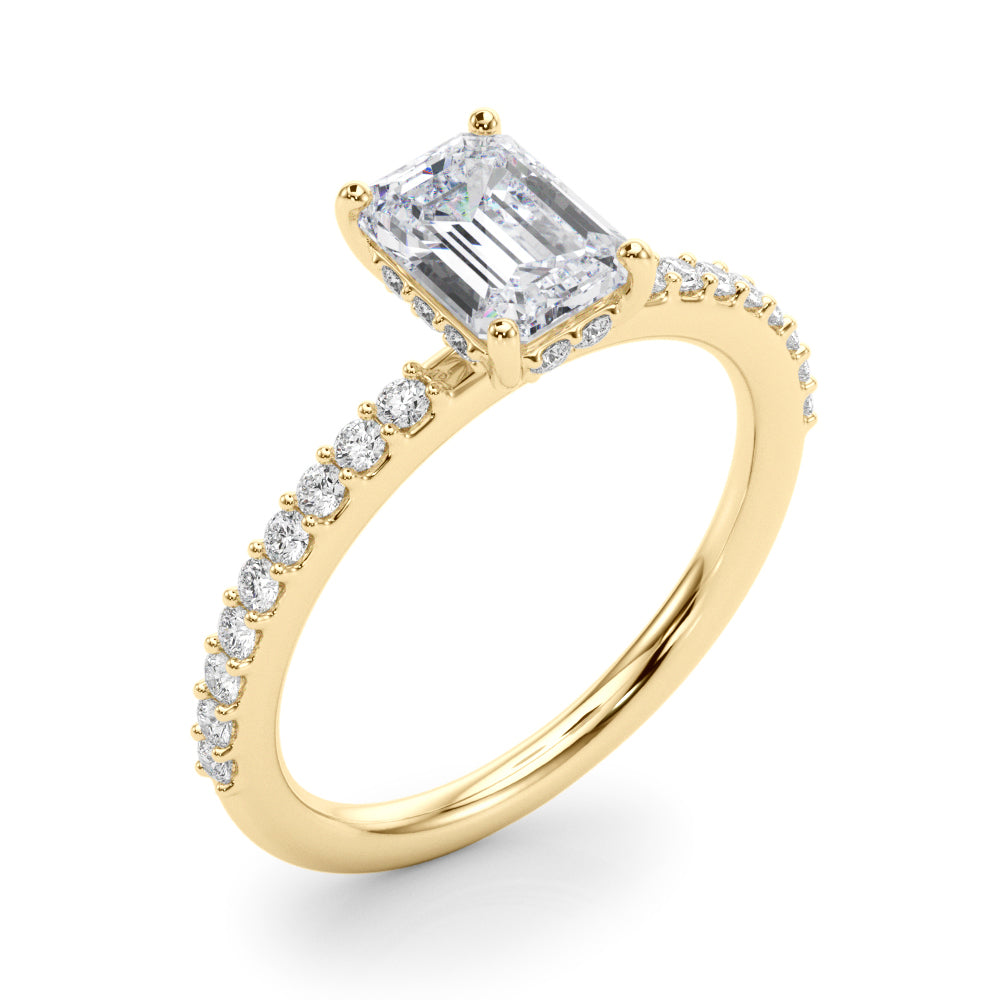 Emerald Hidden Halo Cut Single Diamond Engagement Ring · 1.32 ct tw
