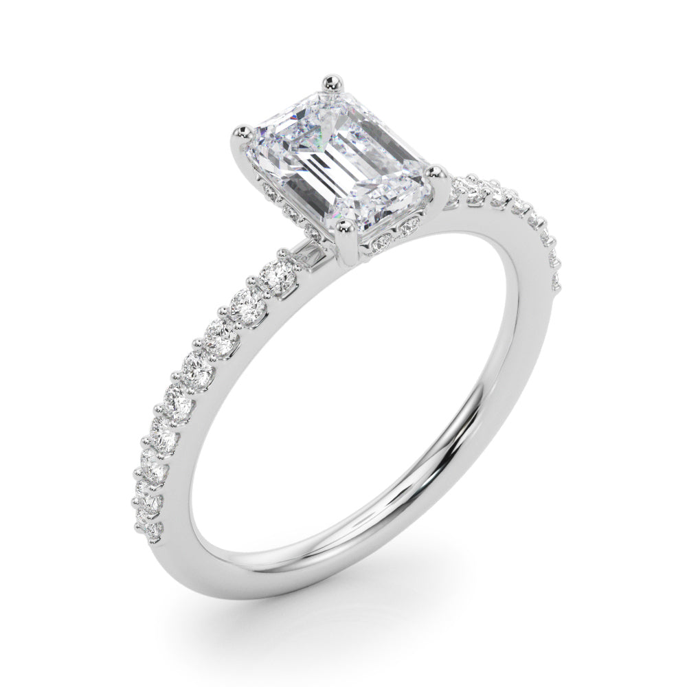 Emerald Hidden Halo Cut Single Diamond Engagement Ring · 1.32 ct tw