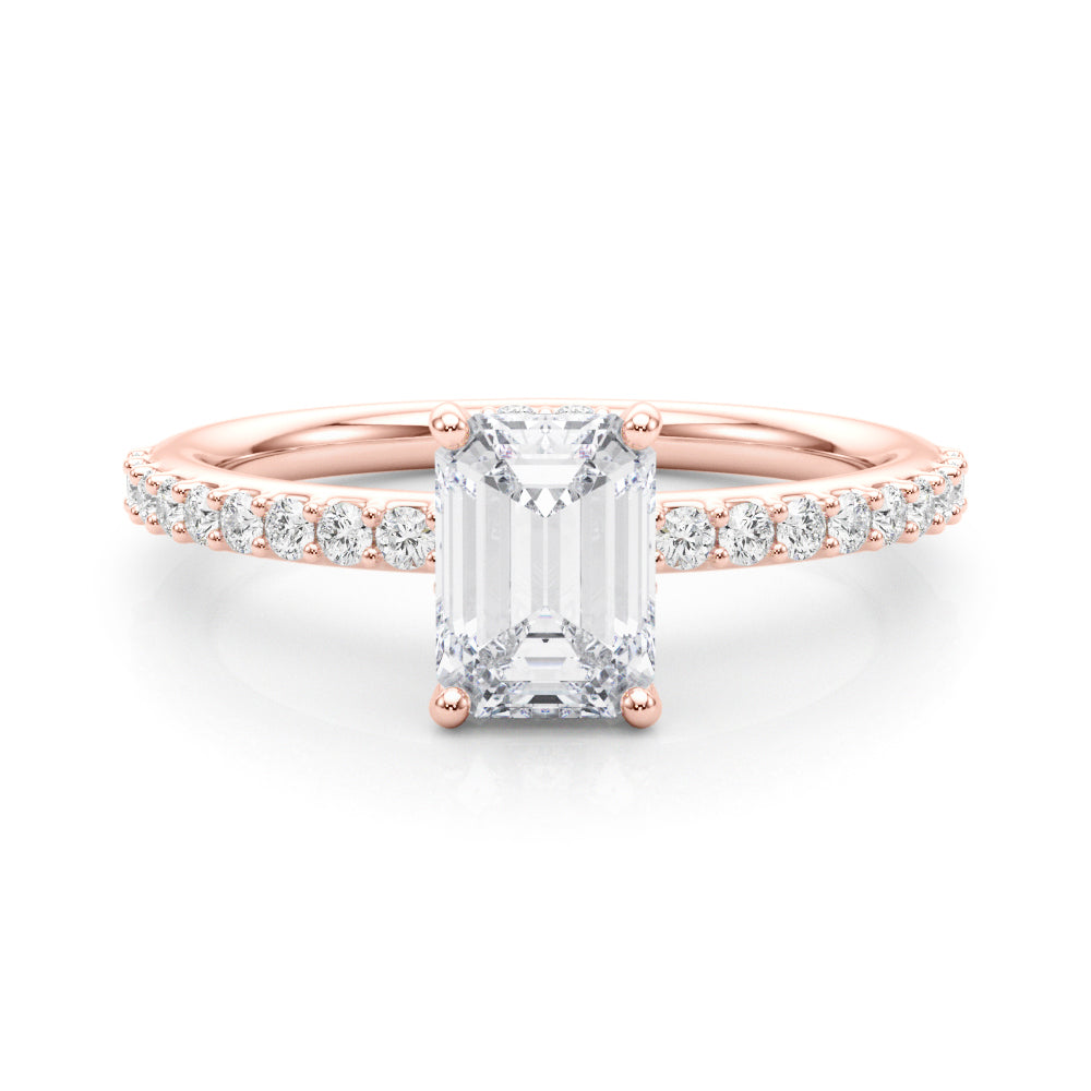 Emerald Hidden Halo Cut Single Diamond Engagement Ring · 1.82 ct tw