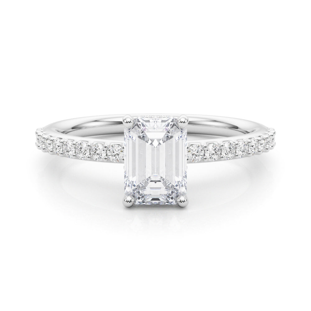 Emerald Hidden Halo Cut Single Diamond Engagement Ring · 1.82 ct tw