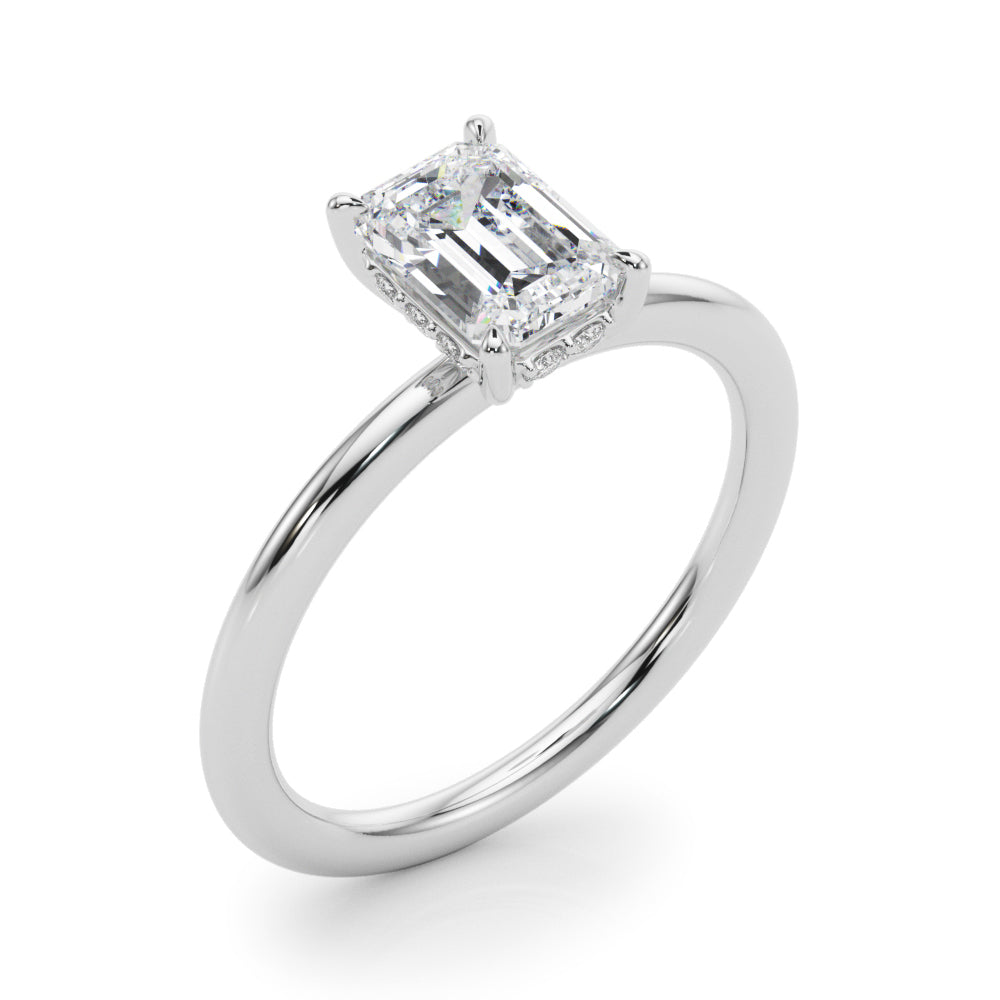 Emerald Hidden Halo Cut Diamond Engagement Ring · 2.14 ct tw