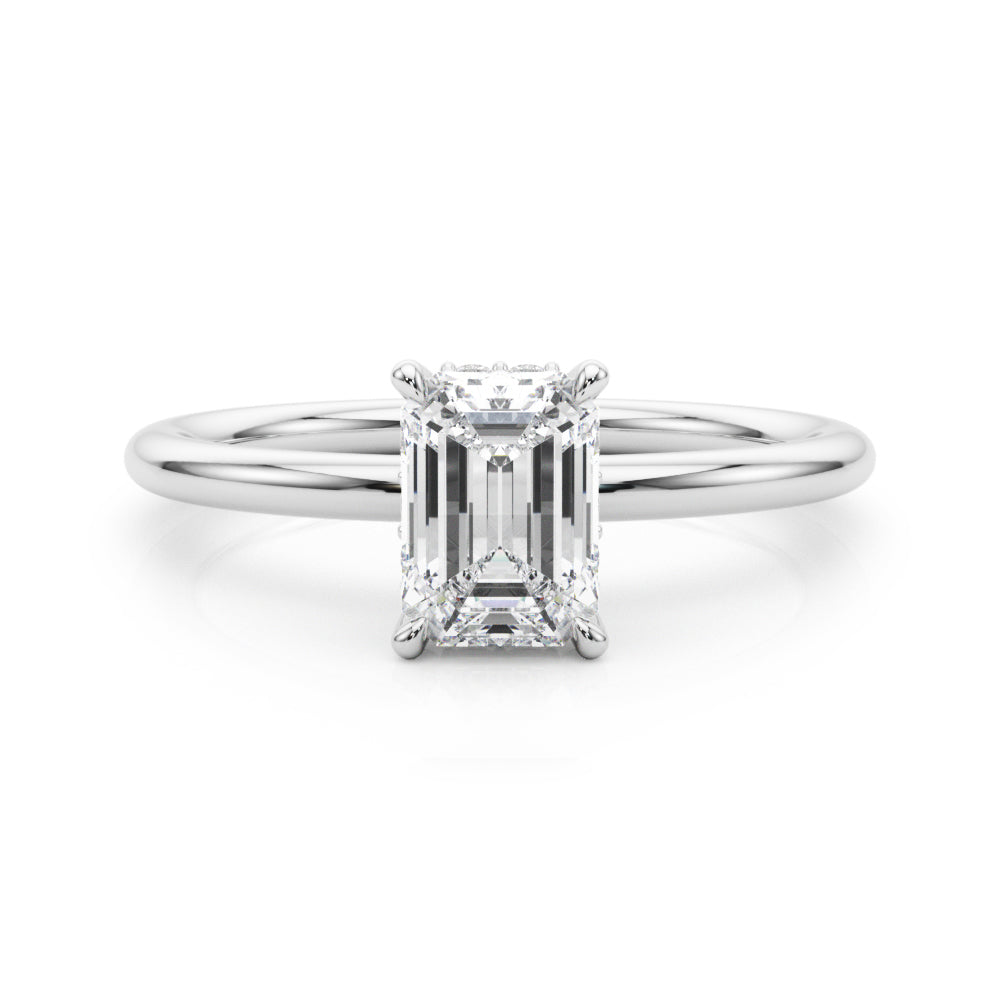 Emerald Hidden Halo Cut Diamond Engagement Ring · 1.60 ct tw