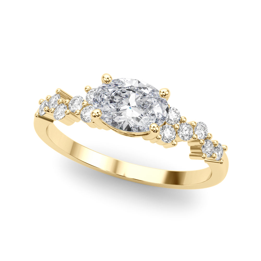Oval Center East to West Diamond Engagement Ring · 0.62 ct tw