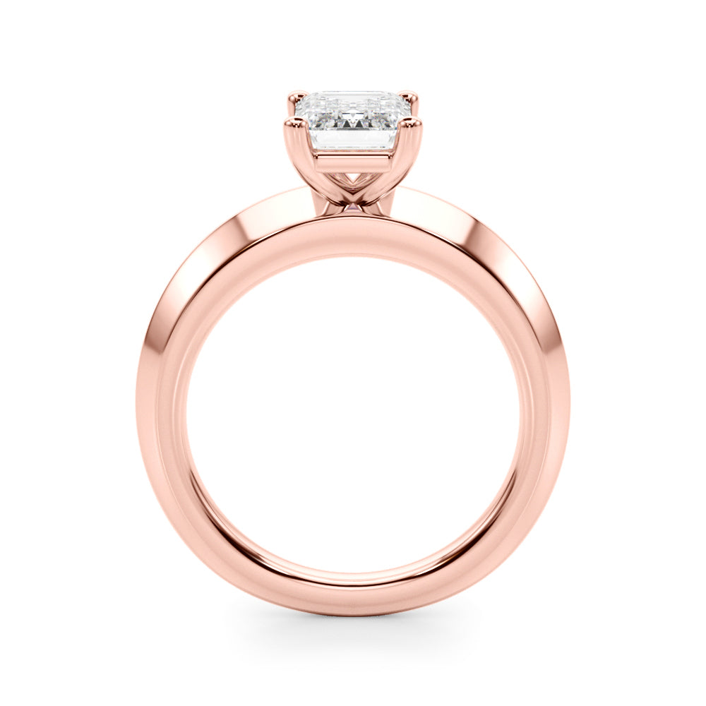 Emerald Knife Edge Solitaire Engagement Ring