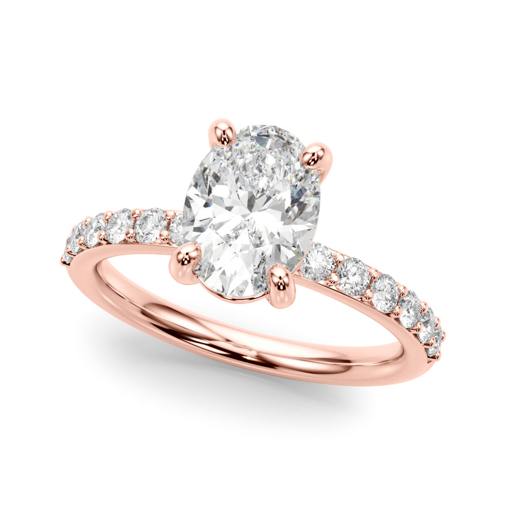 Oval Center Single Row Diamond Engagement Ring · 0.36 ct tw