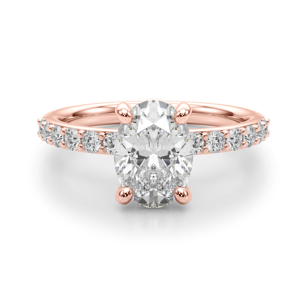 Oval Center Single Row Diamond Engagement Ring · 0.36 ct tw