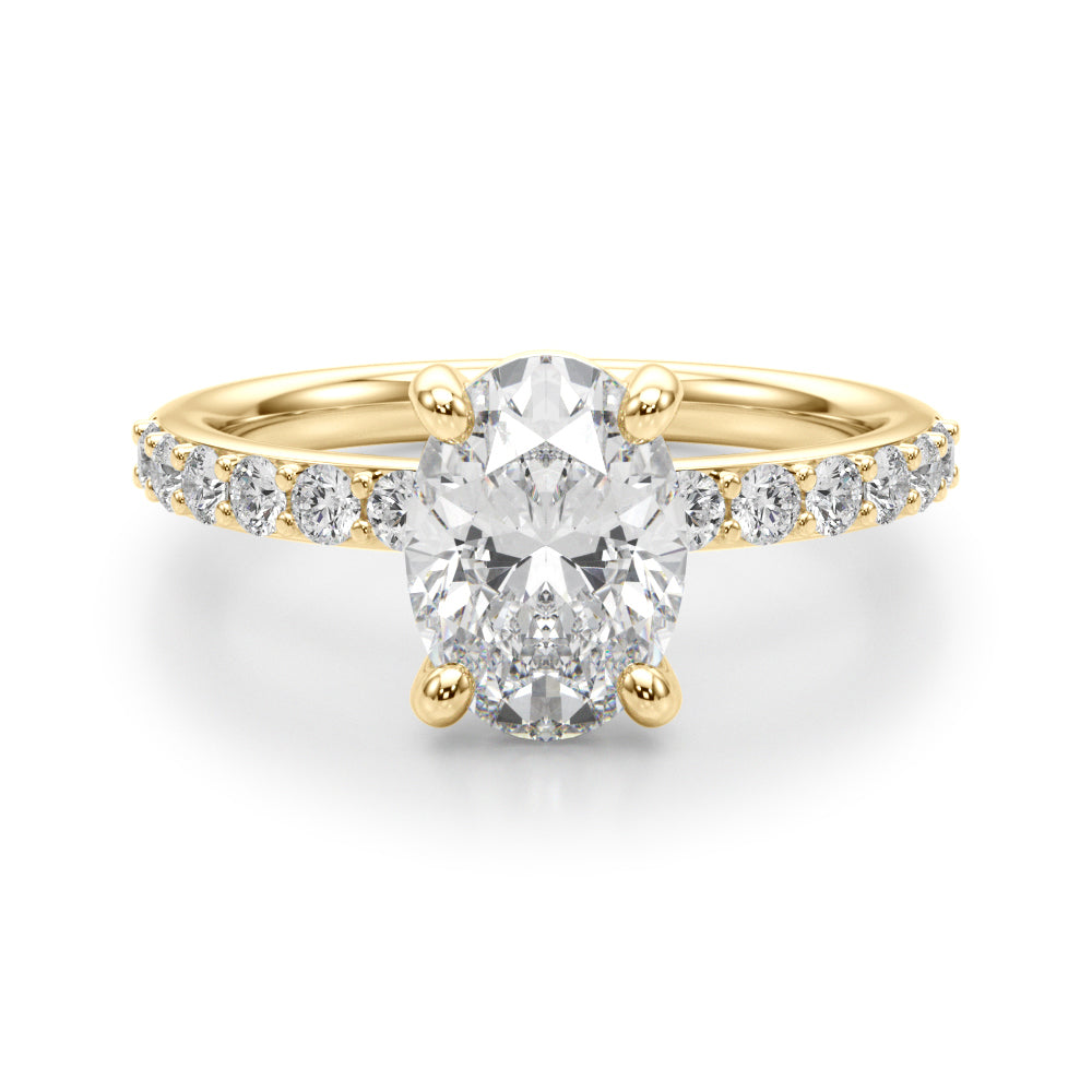 Oval Center Single Row Diamond Engagement Ring · 0.36 ct tw