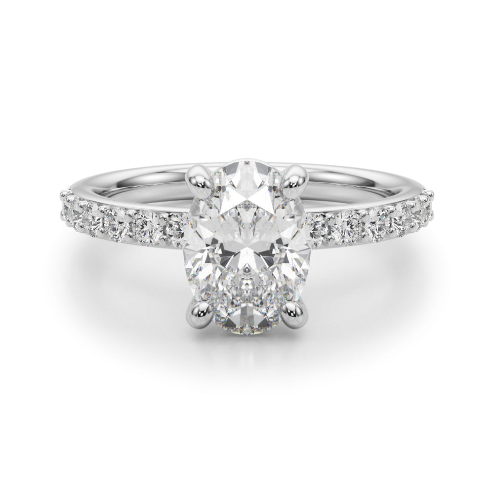 Oval Center Single Row Diamond Engagement Ring · 0.36 ct tw