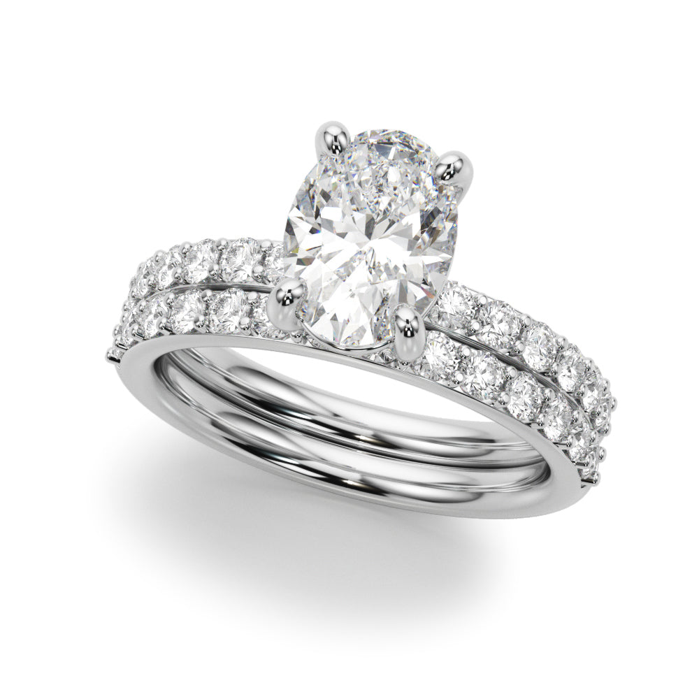 Oval Center Single Row Diamond Engagement Ring · 0.36 ct tw