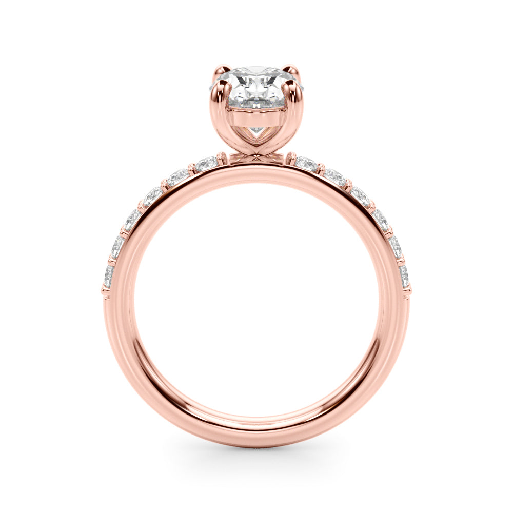 Oval Center Single Row Diamond Engagement Ring · 0.36 ct tw
