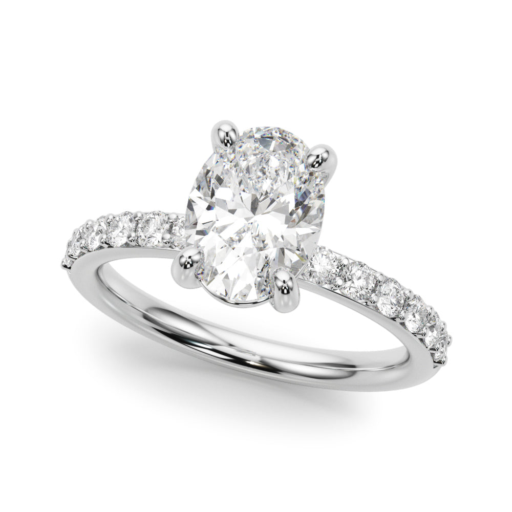Oval Center Single Row Diamond Engagement Ring · 0.36 ct tw
