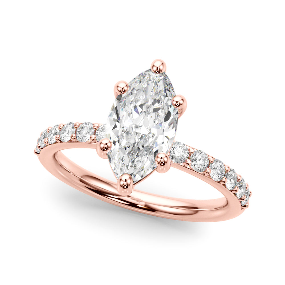 Marquise Center Single Row Diamond Engagement Ring · 0.69 ct tw