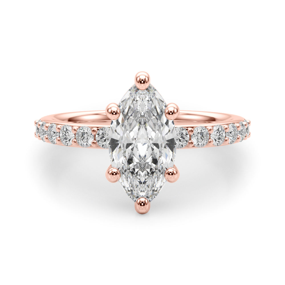 Marquise Center Single Row Diamond Engagement Ring · 0.69 ct tw