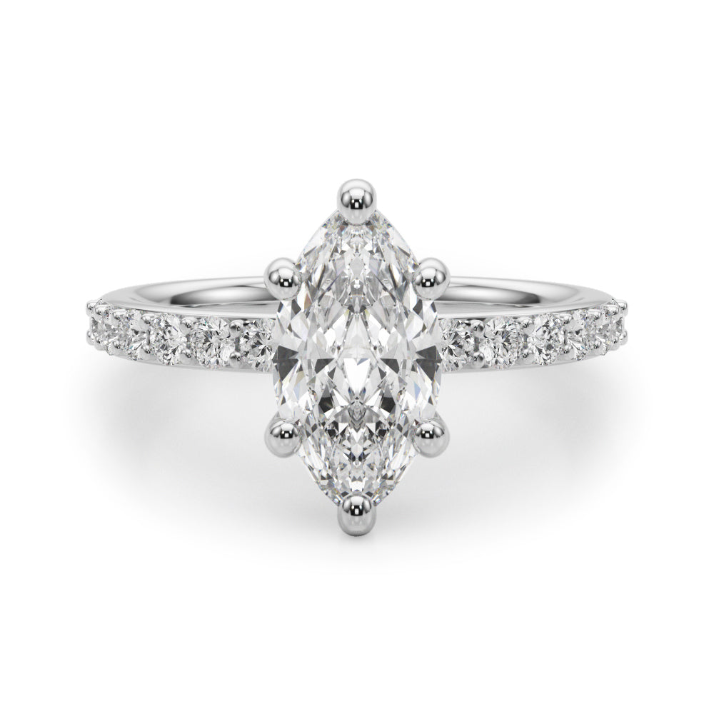 Marquise Center Single Row Diamond Engagement Ring · 0.69 ct tw