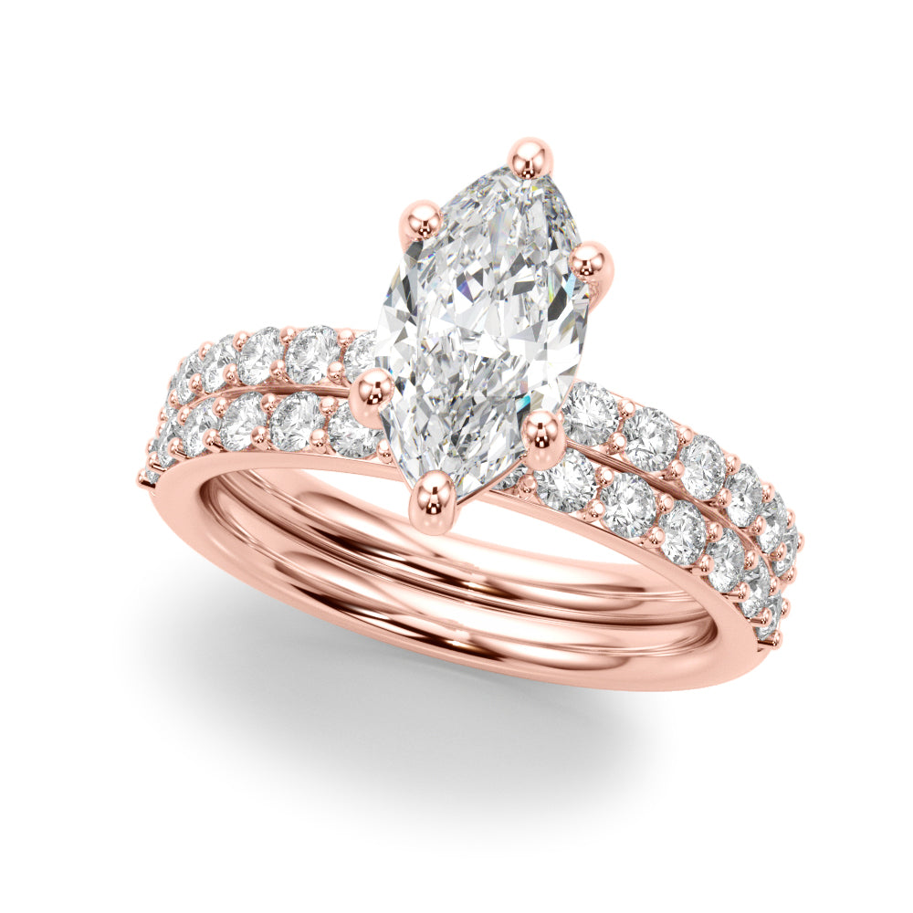 Marquise Center Single Row Diamond Engagement Ring · 0.69 ct tw