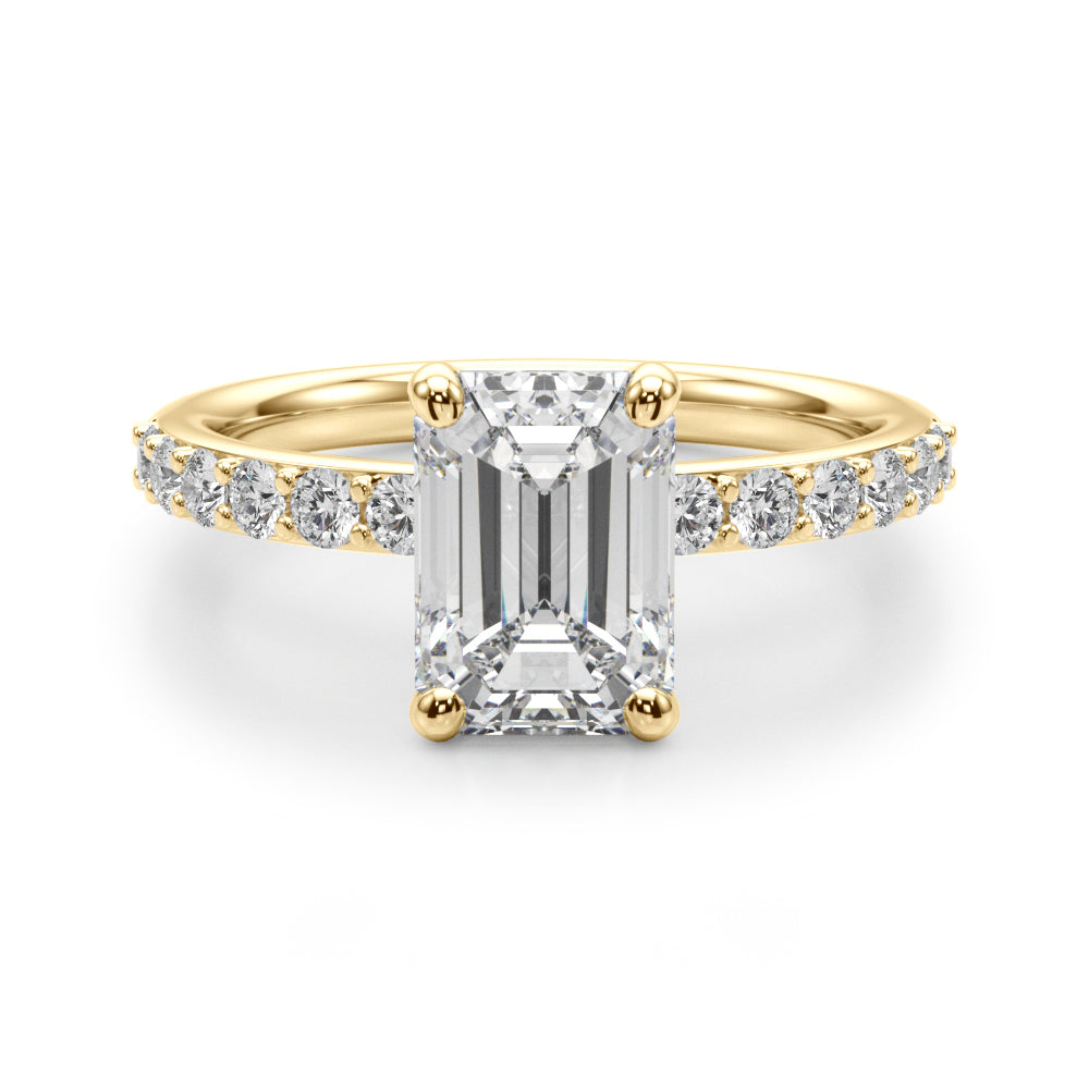 Emerald Cut Center Single Row Diamond Engagement Ring · 0.66 ct tw