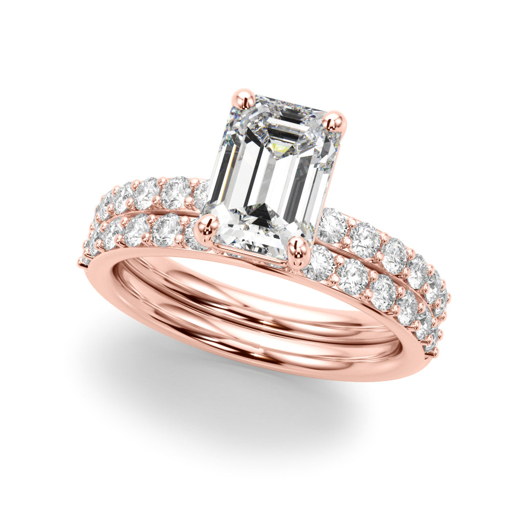 Emerald Cut Center Single Row Diamond Engagement Ring · 0.66 ct tw