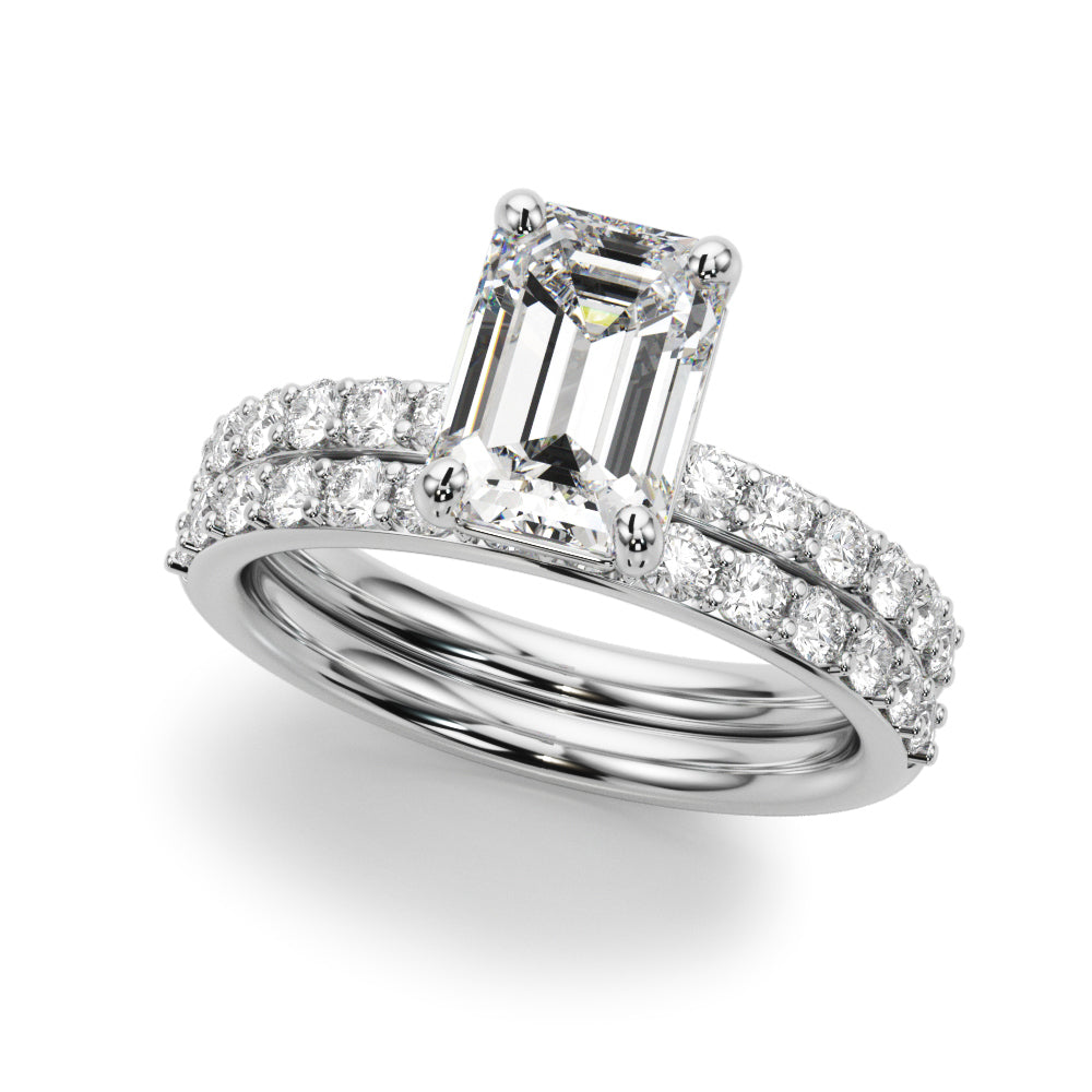 Emerald Cut Center Single Row Diamond Engagement Ring · 0.66 ct tw