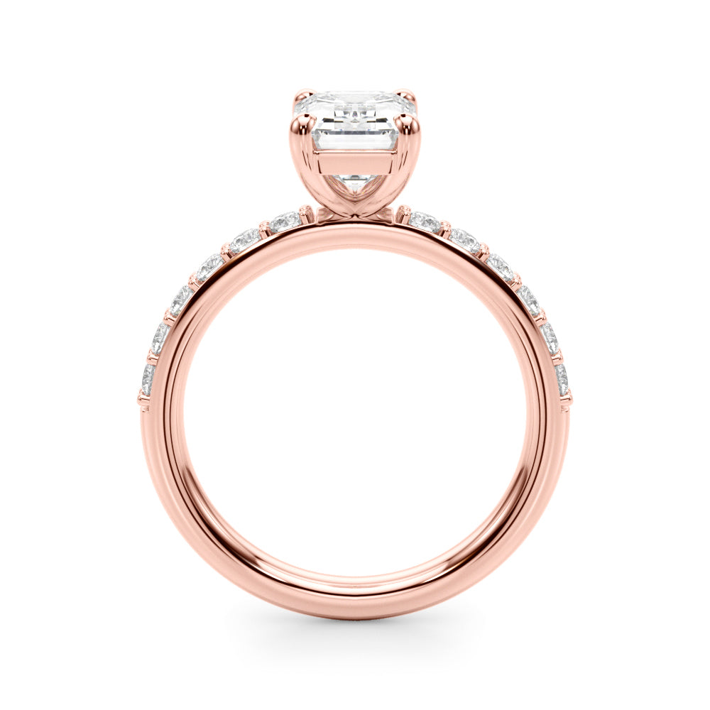 Emerald Cut Center Single Row Diamond Engagement Ring · 0.66 ct tw