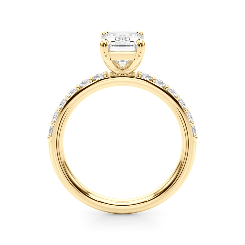 Emerald Cut Center Single Row Diamond Engagement Ring · 0.66 ct tw