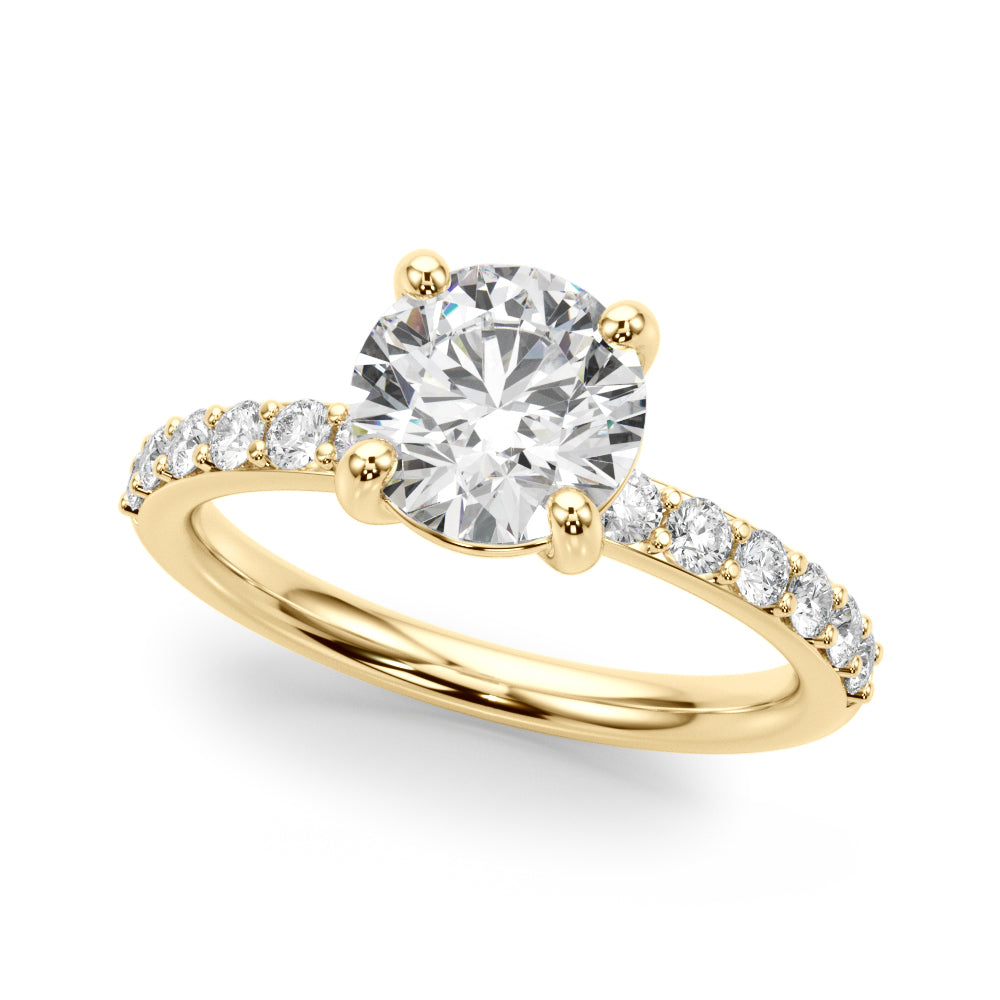 Round Center Single Row Diamond Engagement Ring · 0.86 ct tw