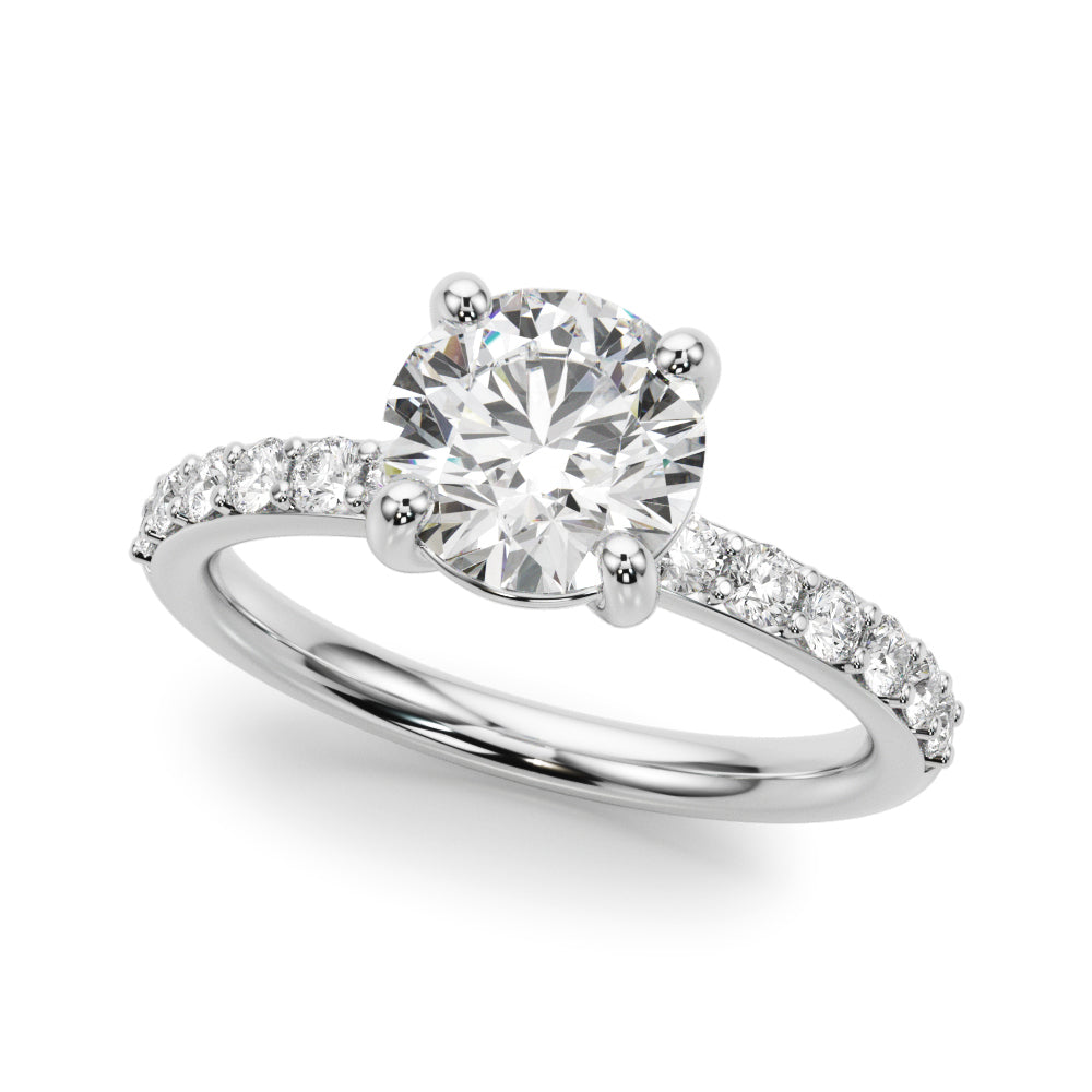 Round Center Single Row Diamond Engagement Ring · 0.86 ct tw
