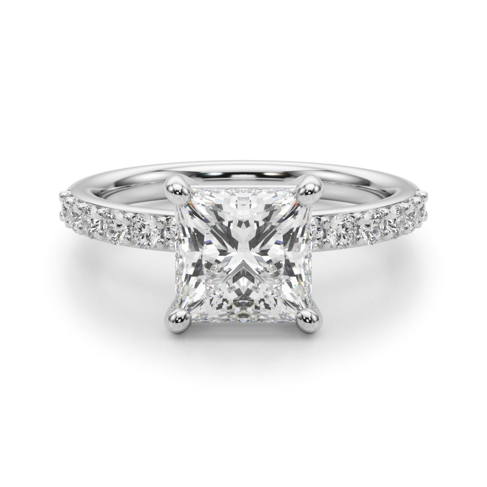 Square PC Center Single Row Diamond Engagement Ring · 0.77 ct tw
