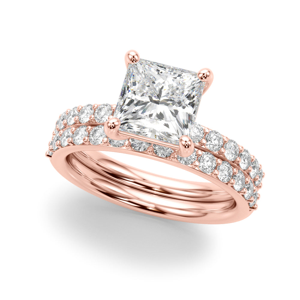 Square PC Center Single Row Diamond Engagement Ring · 0.77 ct tw