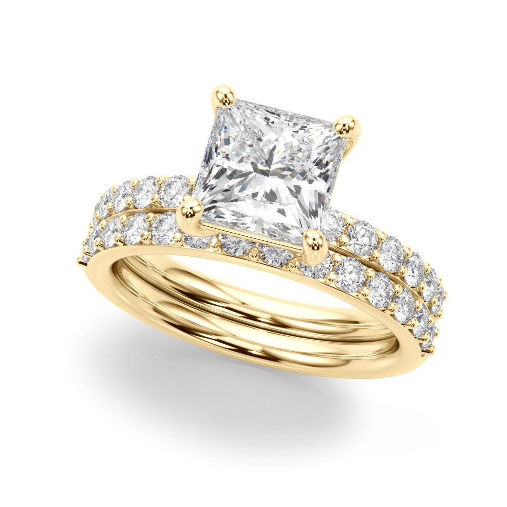 Square PC Center Single Row Diamond Engagement Ring · 0.77 ct tw