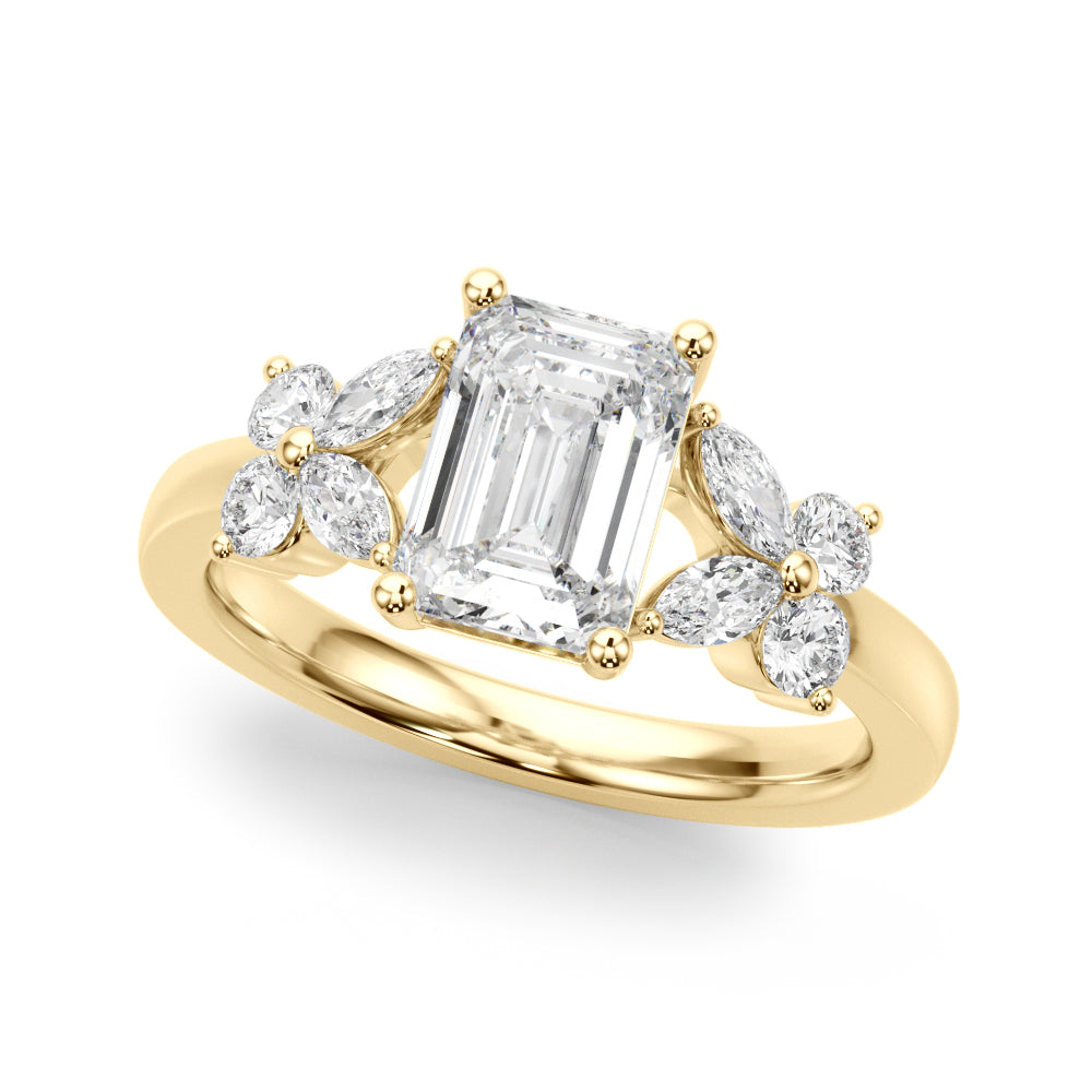 Emerald Cut Center Marquise & Diamond Engagement Ring · 0.52 ct tw